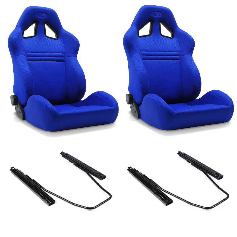 SAAS Kombat Seats (2) With Sliders Dual Recline Blue ADR Compliant