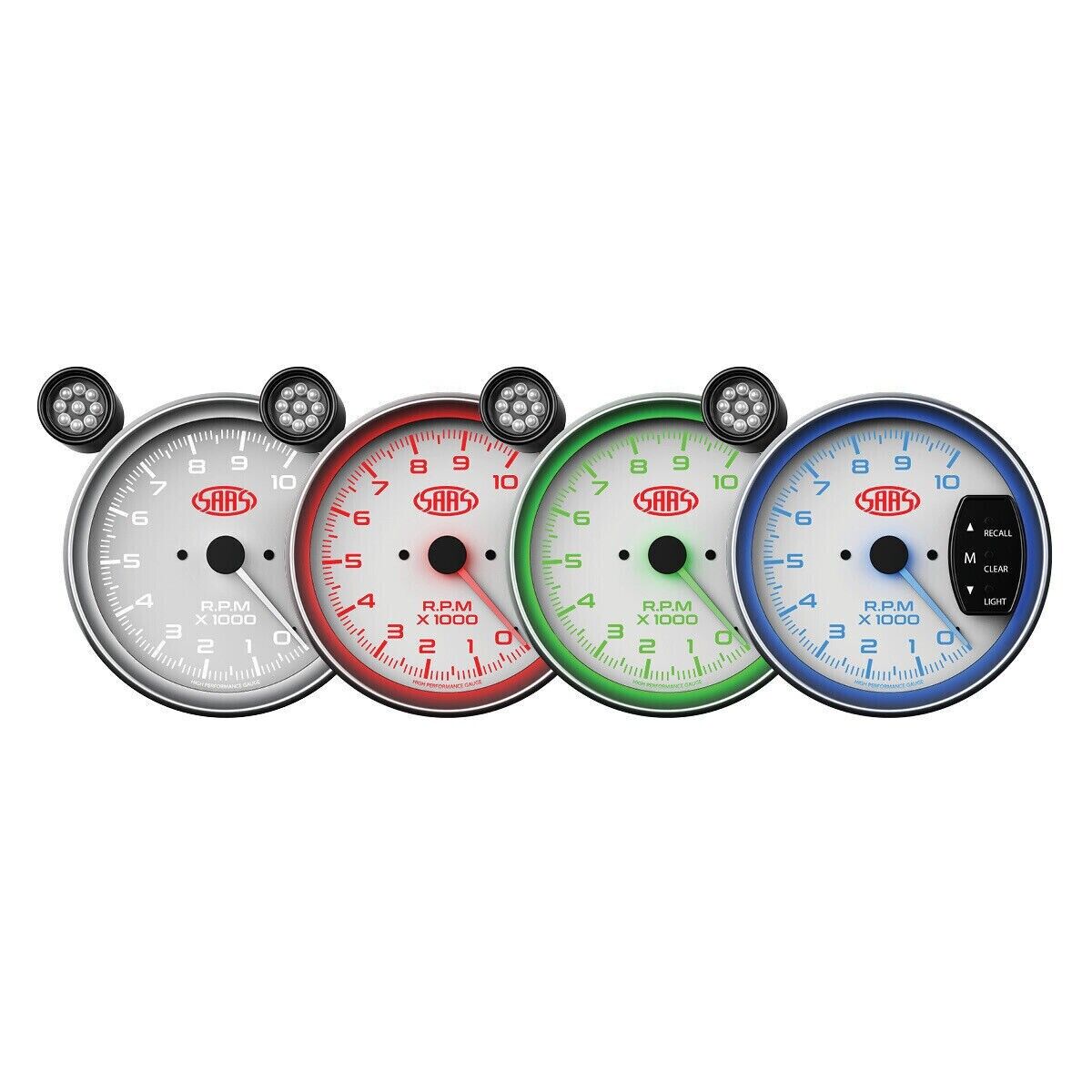 SAAS SG-TAC5W 5 Inch Monster Tacho Tachometer Gauge Shift Light White