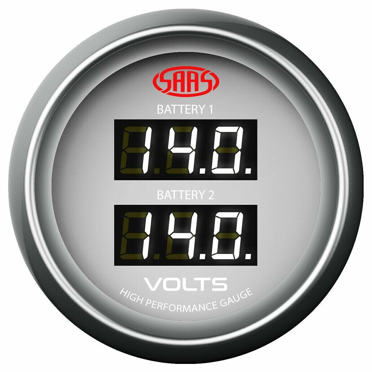 SAAS Muscle Digital Dual Volts Gauge 8-18Volts Watercraft Boat White Face