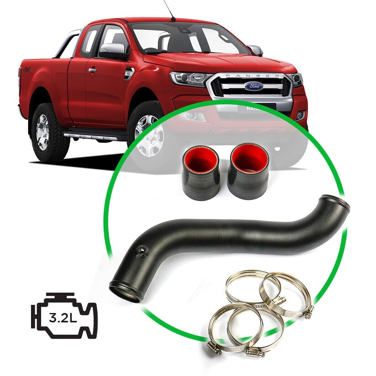 SAAS Intercooler Black Alloy Pipe Cold Side For Ford Ranger/Mazda BT50 3.2L