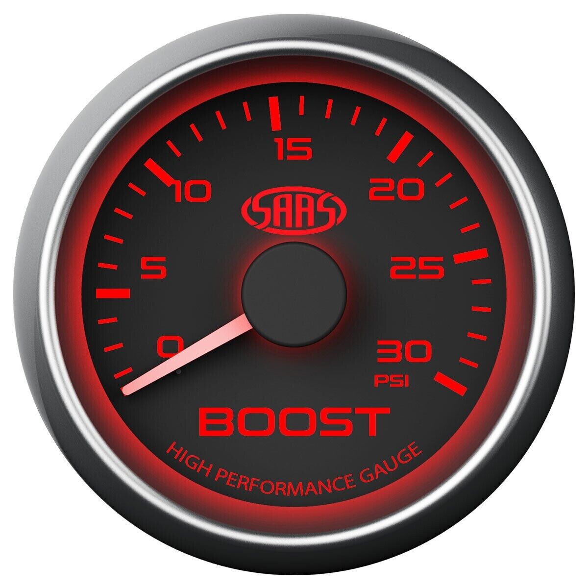 SAAS Boost 52mm 2in 0>30 PSI Analog Gauge Black Face 4 Colour Lighting Diesel