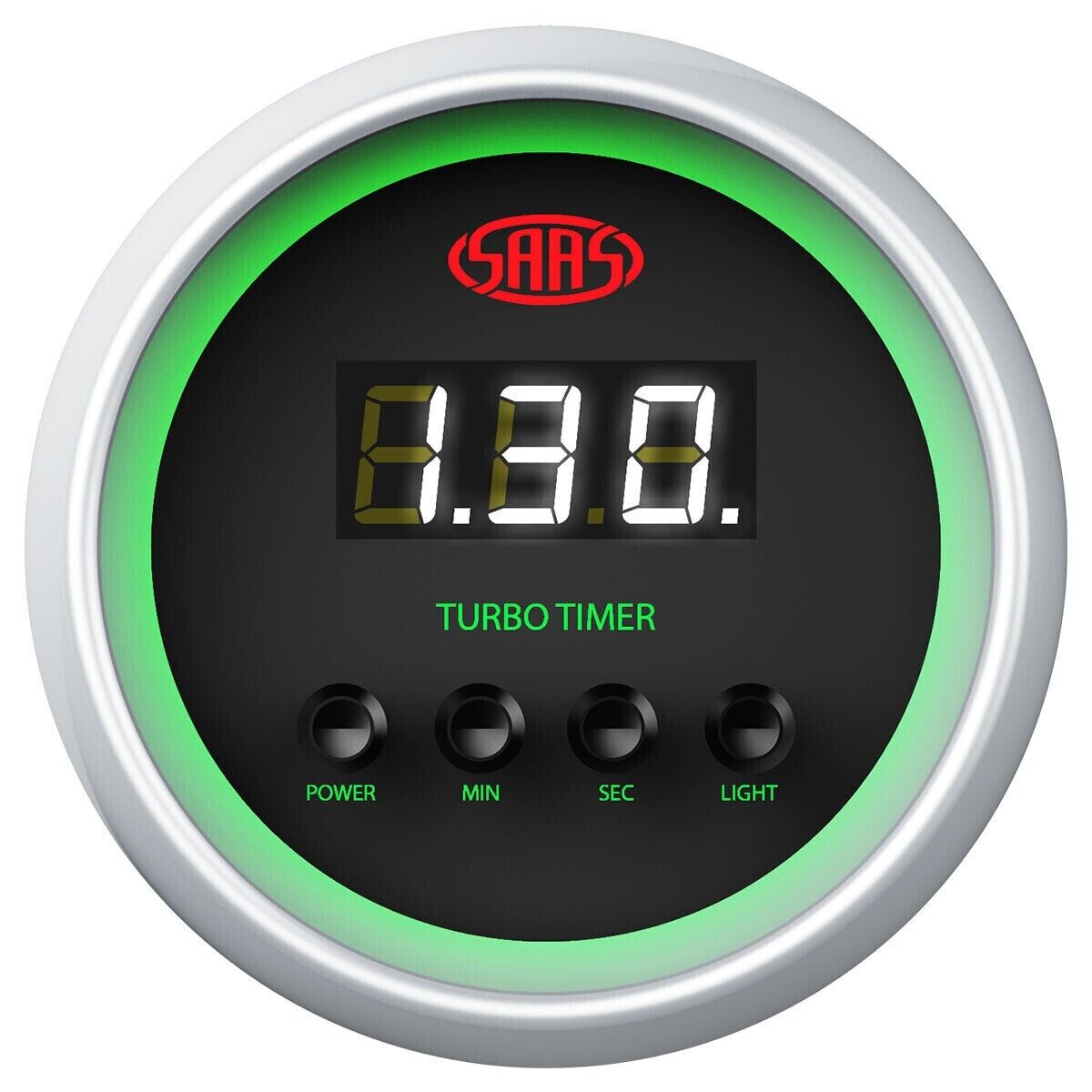 SAAS Genuine Turbo Timer 52mm 2in Digital Gauge Black Face 4 Colour