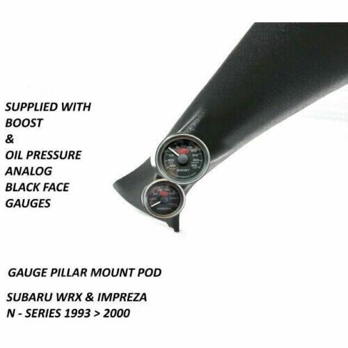 SAAS Pillar Pod Gauge Kit for Subaru WRX 93>2000 Turbo Boost/Oil Pressure Black