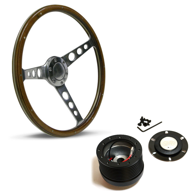 SAAS Classic Wood 380mm Steering Wheel & Boss Suits Holden VS Commodore