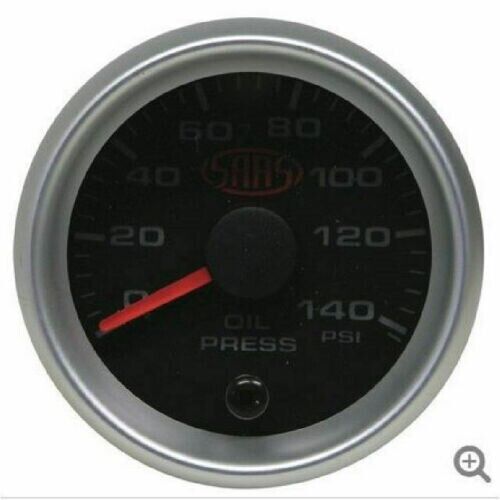 SAAS Oil Pressure 0>140PSI 52mm Analog Gauge Black Face Silver Rim 4 Colour