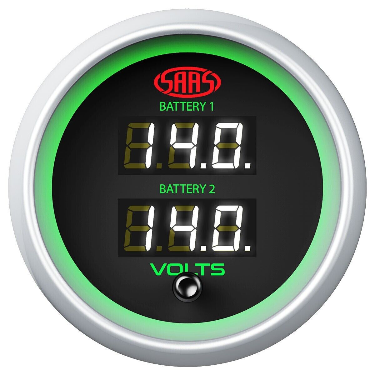 SAAS Muscle 52mm Voltage Gauge Dual Digital 8-18V 4 Colour Display 2 inch Black