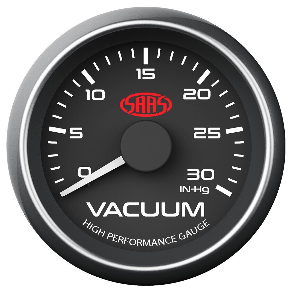 SAAS SGVAC52B Vacuum 52mm 2" 0>30in HG Analog Gauge Black Face Grey Rim 4 Colour