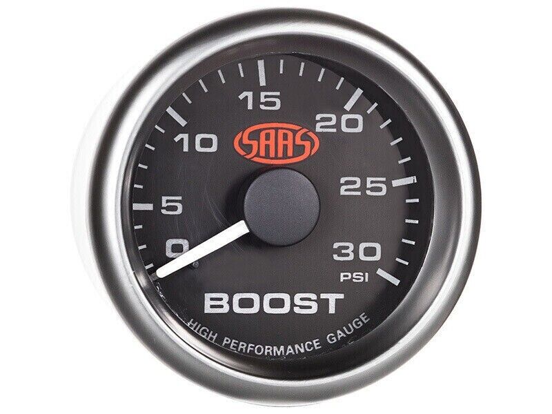 SAAS Boost 52mm 2in 0>30 PSI Analog Gauge Black Face 4 Colour Lighting Diesel