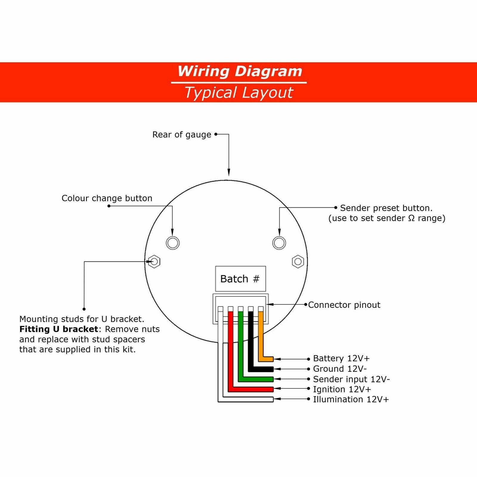 SAAS Fuel Level Gauge Muscle Series 52mm Black Uses Existing Fuel Tank Sender