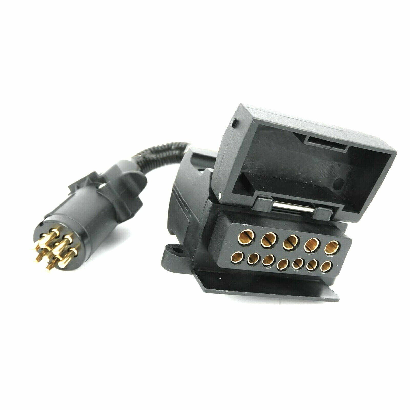 Trailer Adaptor Plug - 7 Pin Small Round Male Plug to 12 Pin Female flat WA AU