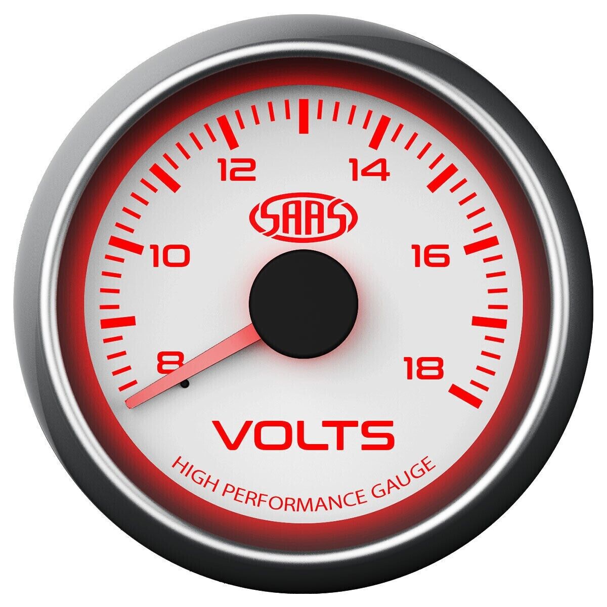 SAAS SG-VLT52W Performance Volts 52mm Analog Gauge White Face 4 Colour Lighting