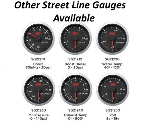 SAAS Streetline Series Oil Pressure 52mm Gauge Black Face 7 Colour Lighting