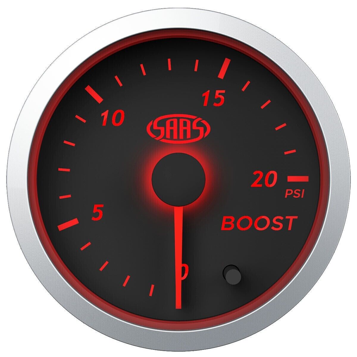 SAAS Boost 2in 52mm 0>20 PSI Streetline Series Gauge Black Face 7 Colour Diesel