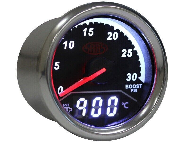 SAAS Trax Digital Dual Twin Reading Gauge Diesel Boost 0-30 PSI EGT Pyro 0-900 C