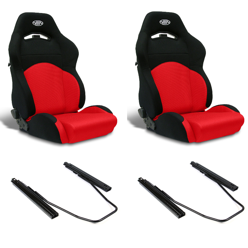 SAAS GT Seats (2) With Sliders Dual Recline Black/Red ADR Compliant