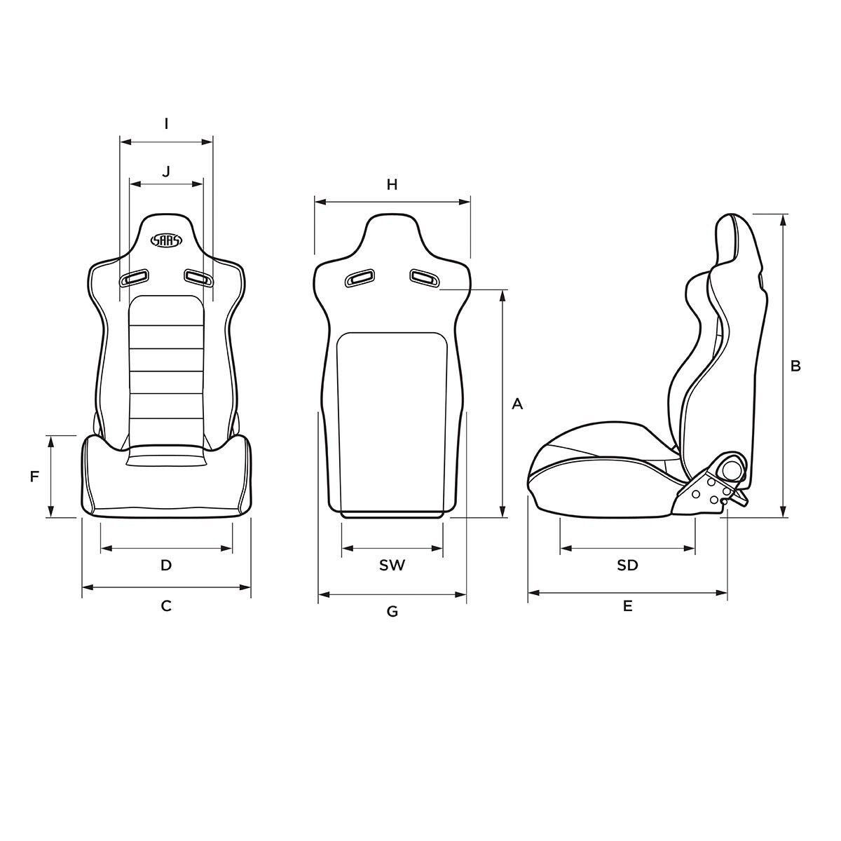 SAAS Drift Blade Seat (1) With Rails Black ADR Compliant