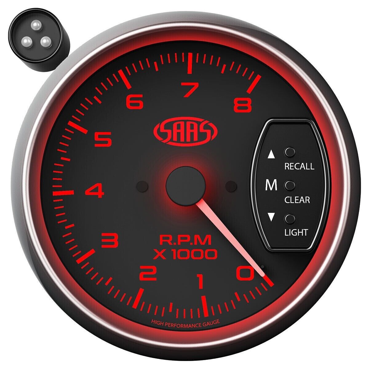 SAAS SG-TAC334B Tacho Gauge Electric Black Face 95mm Multi 4 Colour Tachometer