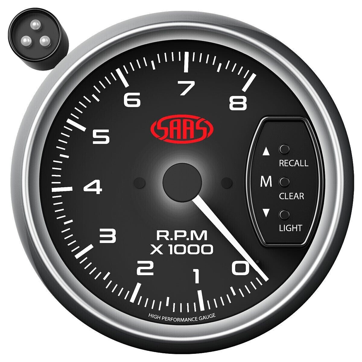 SAAS SG-TAC334B Tacho Gauge Electric Black Face 95mm Multi 4 Colour Tachometer