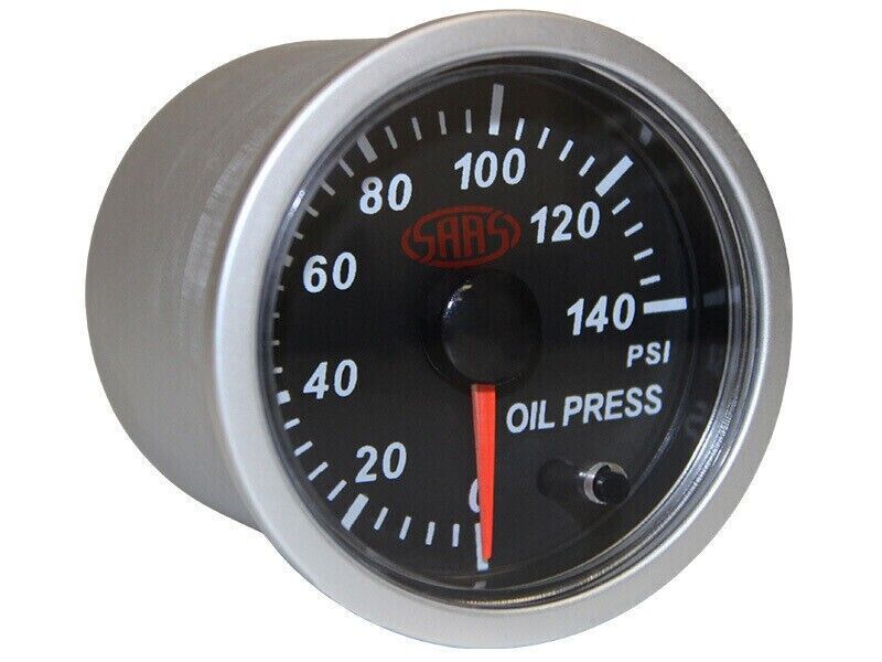 SAAS Streetline Series Oil Pressure 52mm Gauge Black Face 7 Colour Lighting