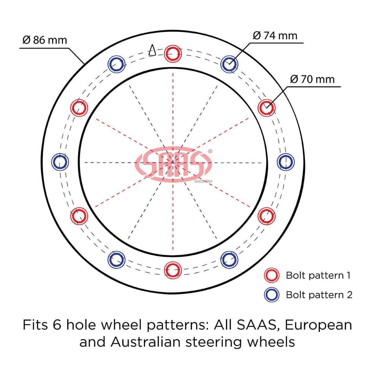 SAAS Classic Steering Wheel 380mm & Hub Adapter For Holden HX 1971 - 1980