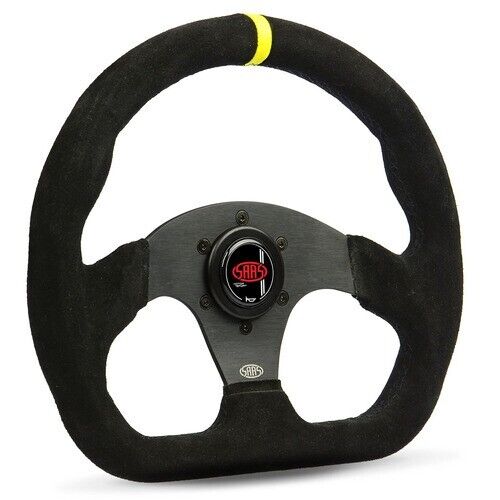 SAAS Steering Wheel Suede 330mm ADR Black Flat Bottom + Indicator