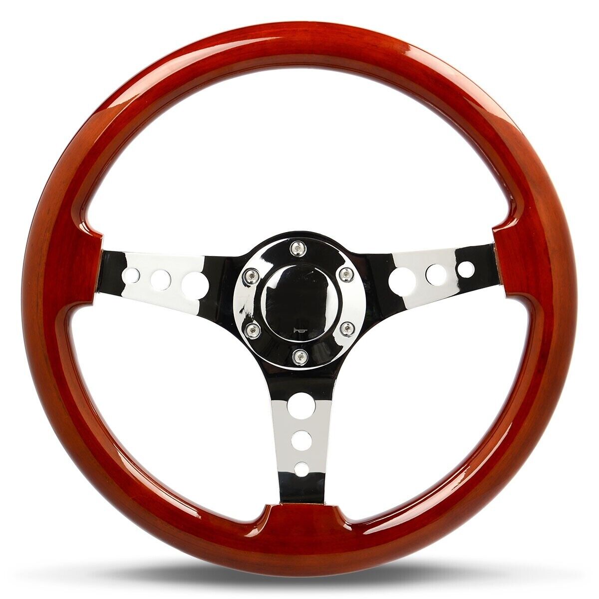 SAAS Steering Wheel Wood 14" ADR Logano Chrome Spoke & Button