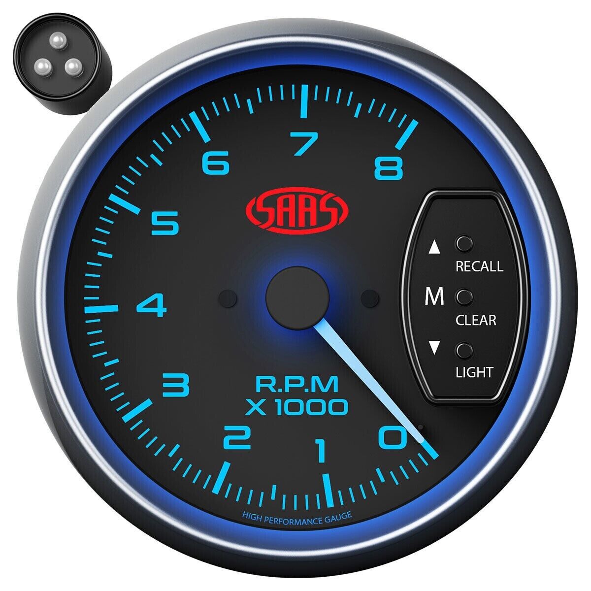 SAAS SG-TAC334B Tacho Gauge Electric Black Face 95mm Multi 4 Colour Tachometer
