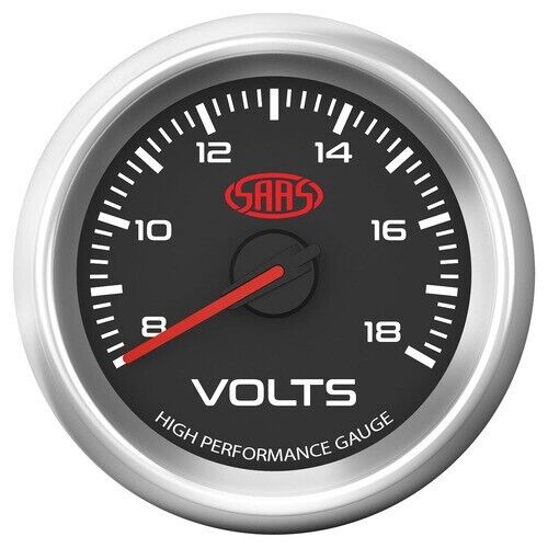 SAAS Volt Gauge 8v-18v 52mm Black Muscle Series 3