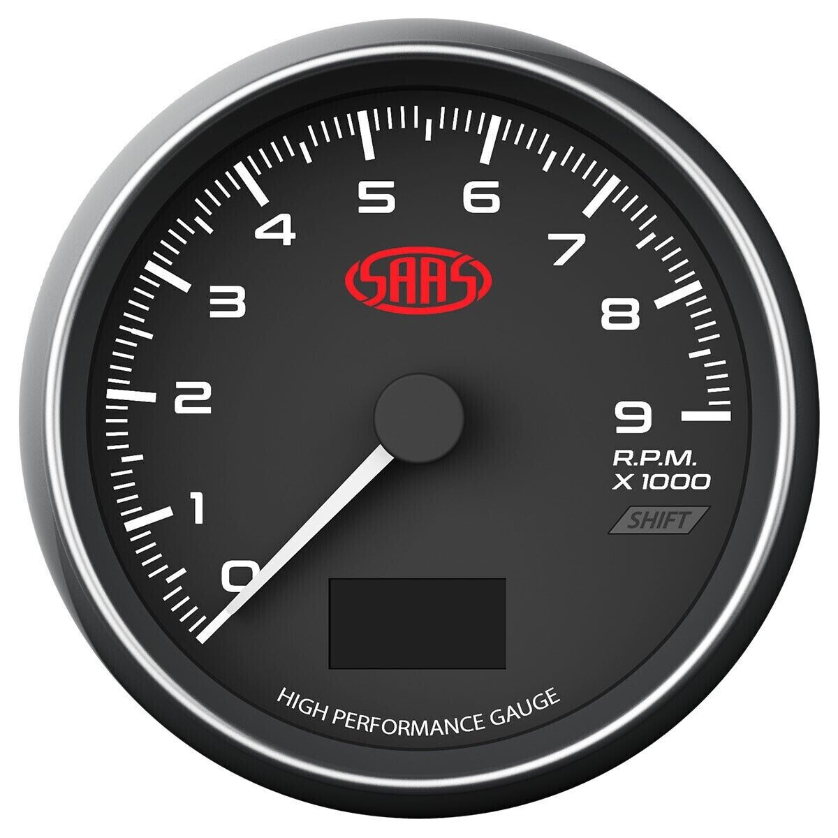 SAAS Tachometer for Muscle Series 0-9000 RPM Shift Lite 3 1/2in 90mm Dash Black