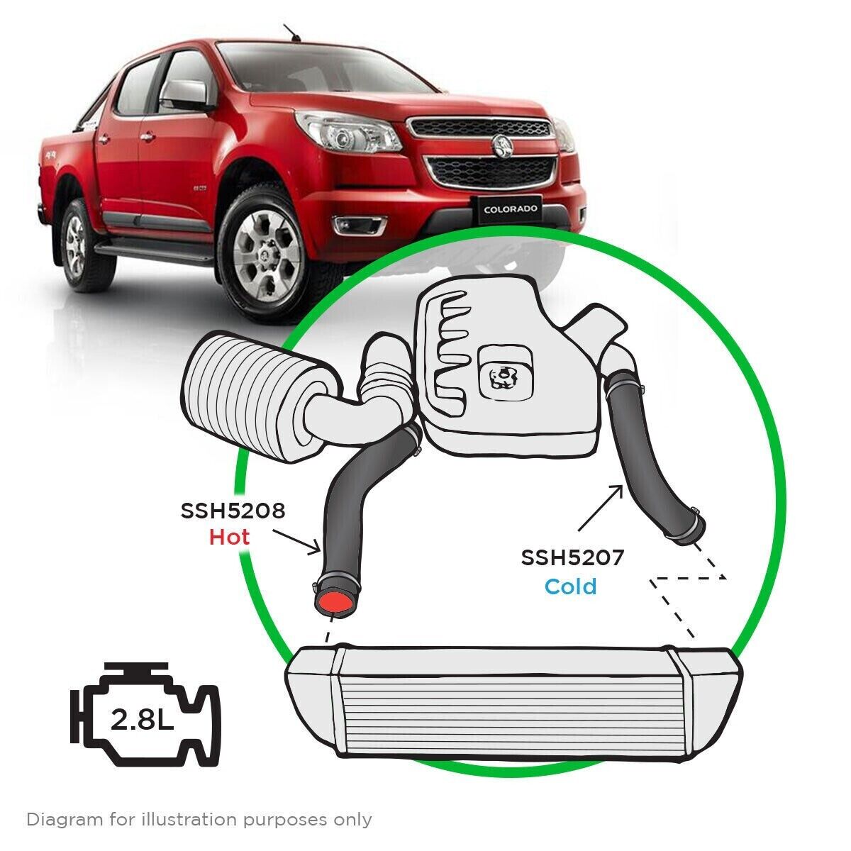 SAAS SSH5207-KIT Silicone 2 Intercooler Pipe & Clamp Kit Suits RG Colorado 12-13