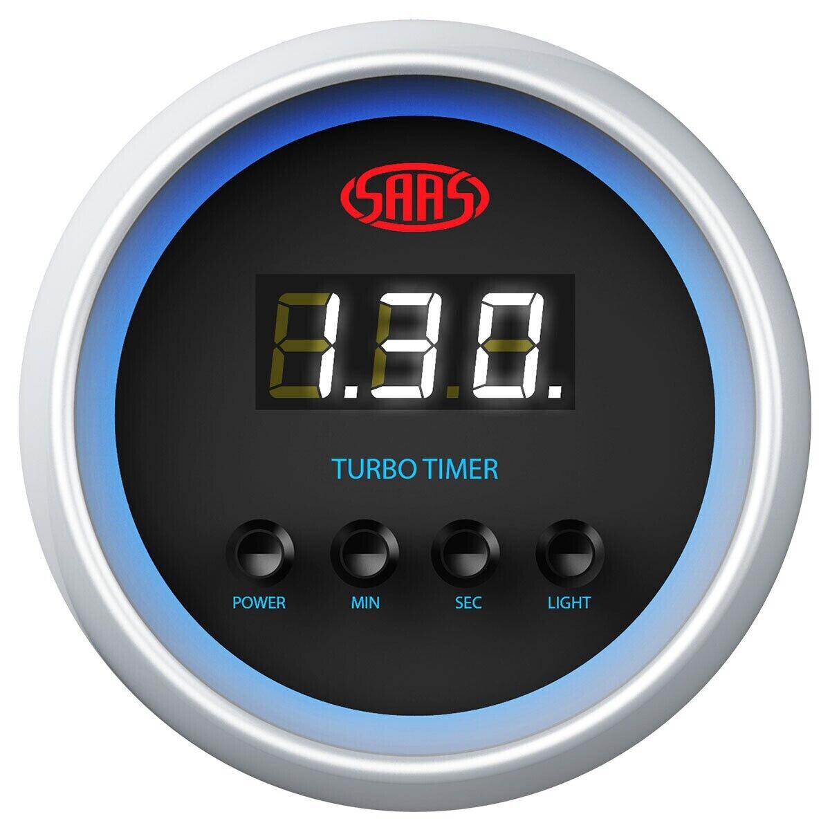 SAAS Genuine Turbo Timer 52mm 2in Digital Gauge Black Face 4 Colour