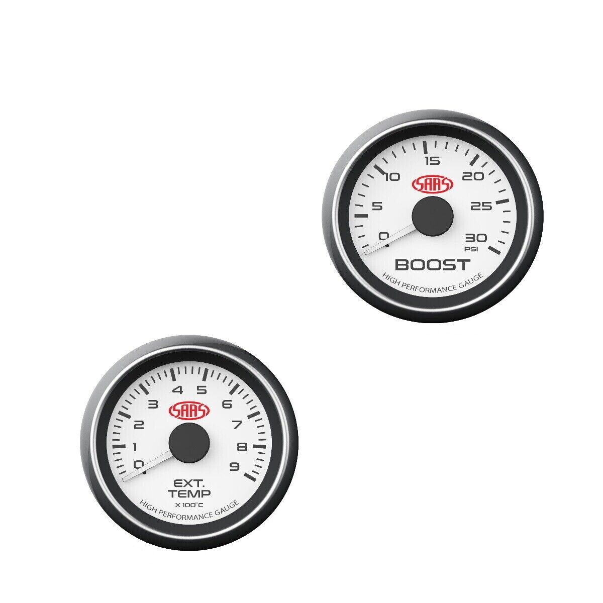 SAAS Muscle Series Diesel EGT & Boost 52mm 2in Analog Gauge Combo White Face