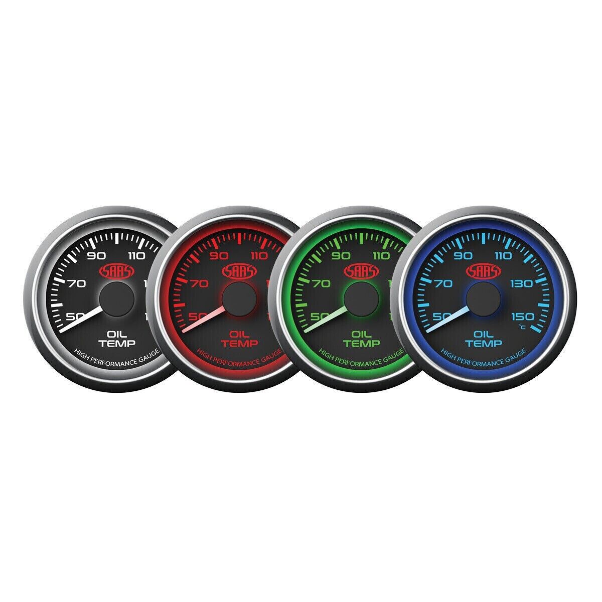 SAAS Performance Transmission Oil Temp 52mm Analog Black Face Gauge 4 Colour