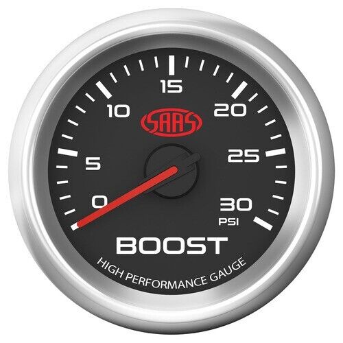 SAAS Boost Gauge Diesel 0-30 psi 52mm Black Muscle Series 3