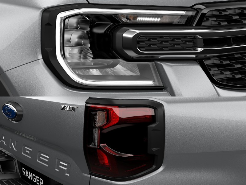 Ford Ranger Next-Gen Lamp Surrounds Headlights & Tail Lamps Matte Black