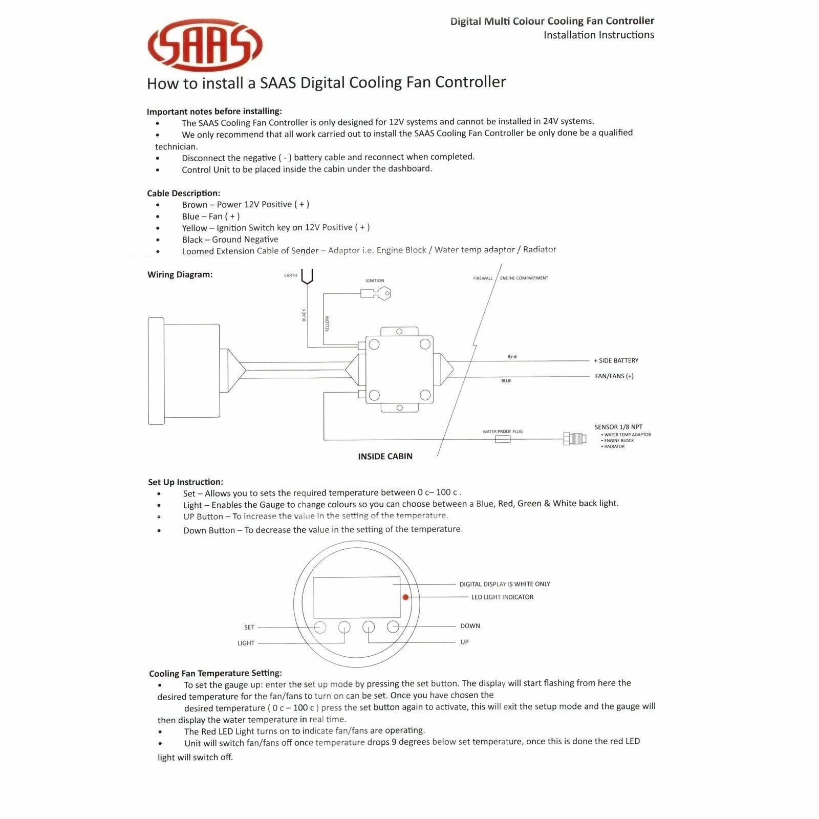 SAAS SG31011 - Cooling Fan Control Unit Suit Muscle Series Gauge