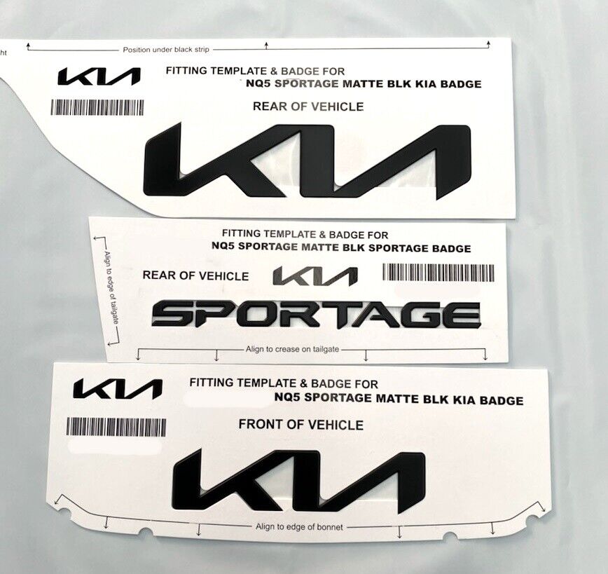 Genuine NQ5 Kia Sportage Matte Black Badge Kit Full Set Of 3 Front & Rear New