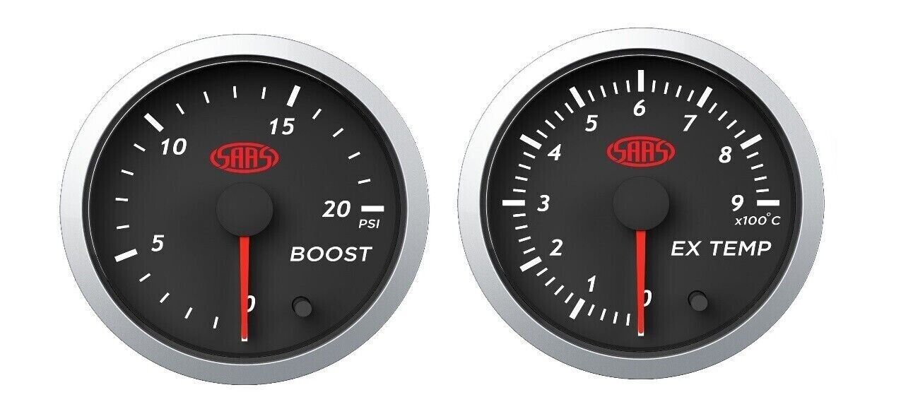 SAAS Streetline Series Diesel EGT & Boost 20 PSI 52mm Gauge Combo Black Face