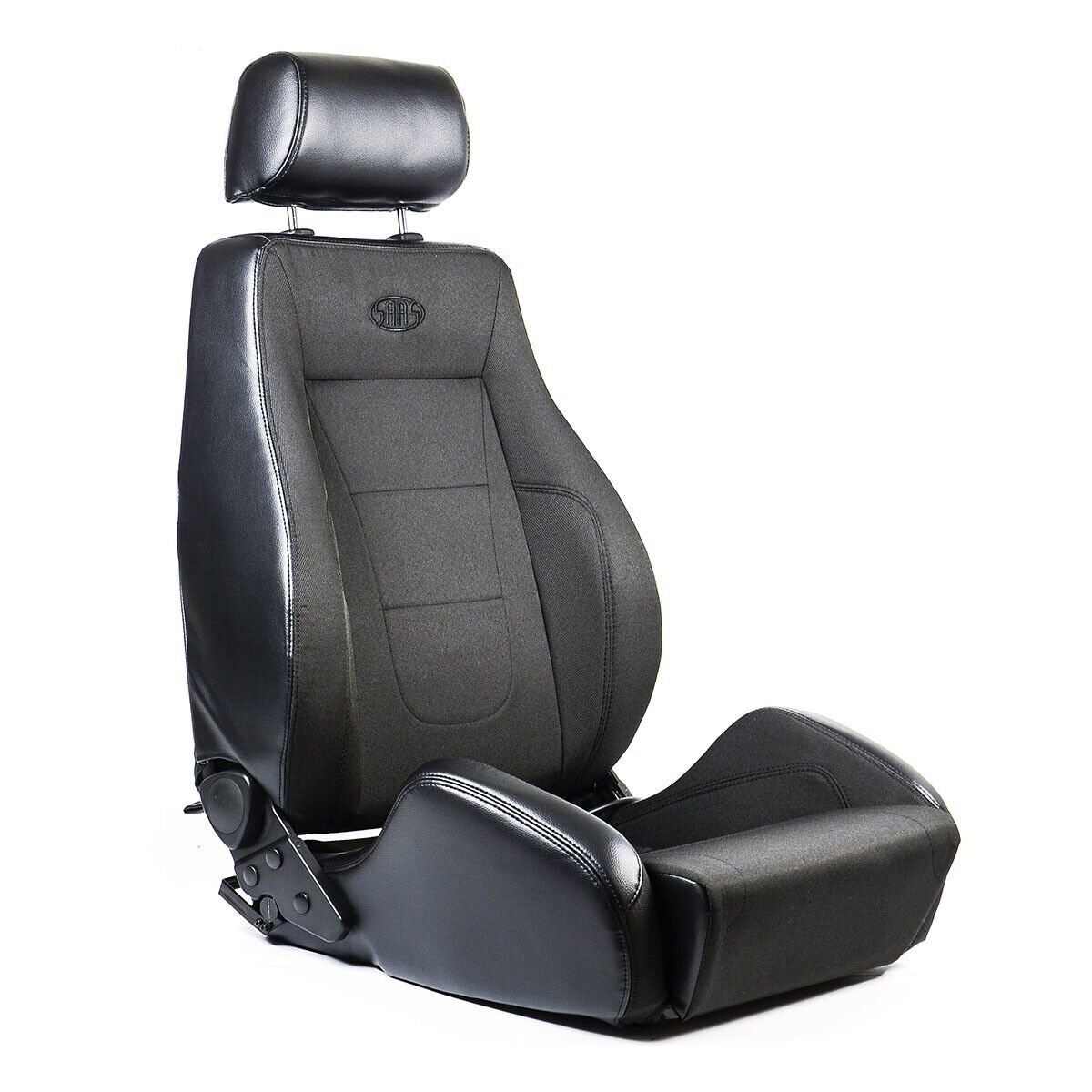 SAAS Universal 4X4 Sports Seats (2) Black Cloth / PU Leather  ADR Compliant