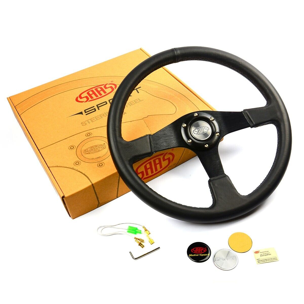 SAAS Steering Wheel Leather 380mm ADR Octane Black Spoke