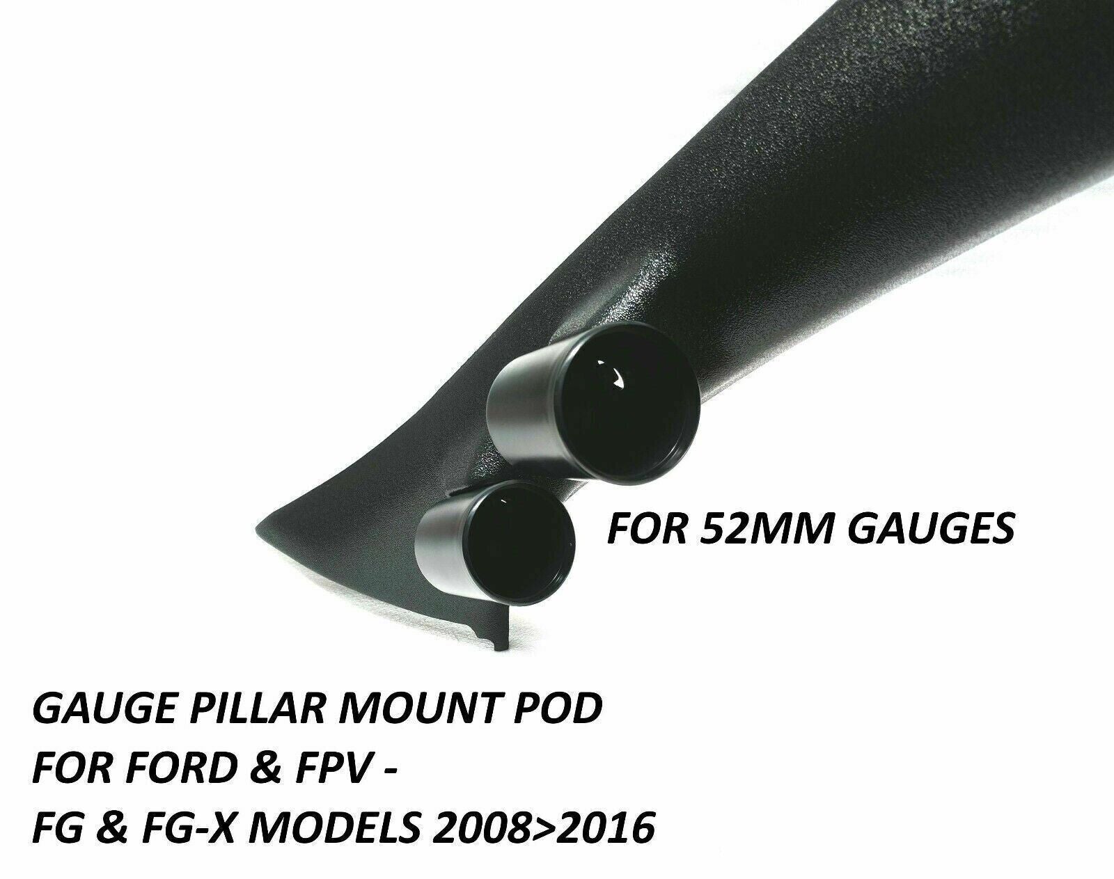 SAAS Pillar Pod Gauge Kit for Ford FPV FG FGX Turbo Boost & Oil Pressure Black