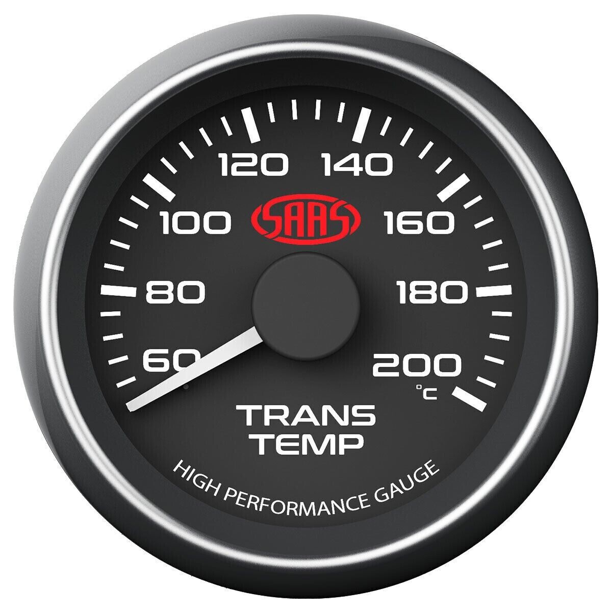 SAAS Performance Trans Oil Temp 60-200 C 52mm Analog Gauge Black Face 4 Colour