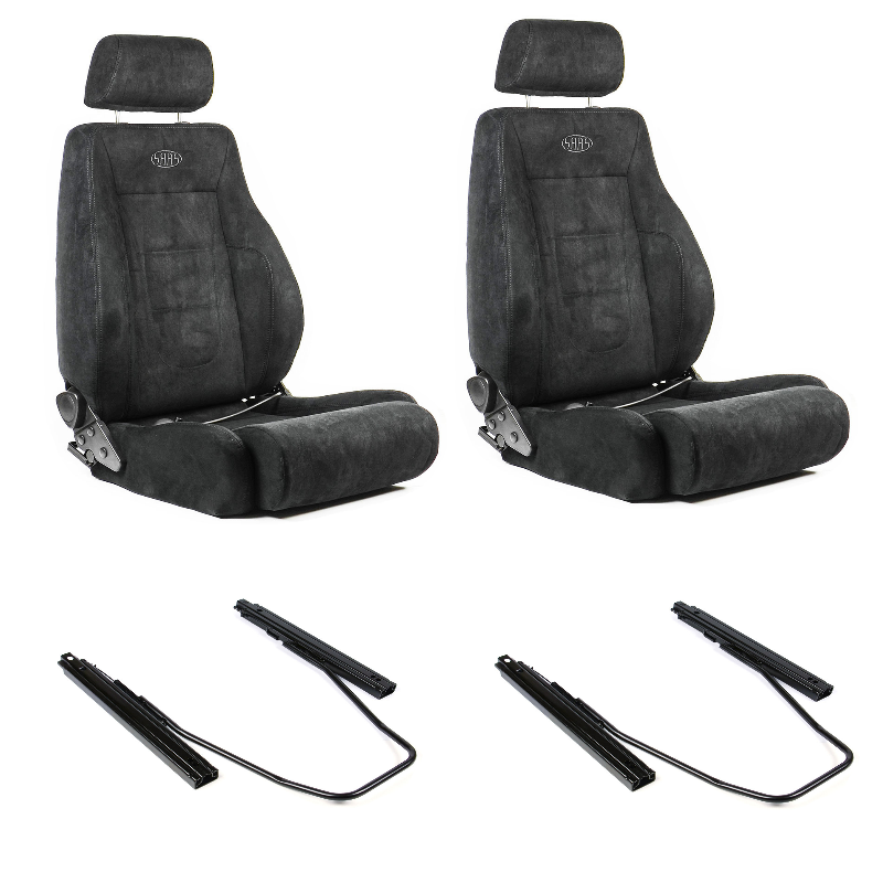 SAAS Trax 4X4 Seats (2) With Rails Black Water Repellant Cloth ADR Compliant