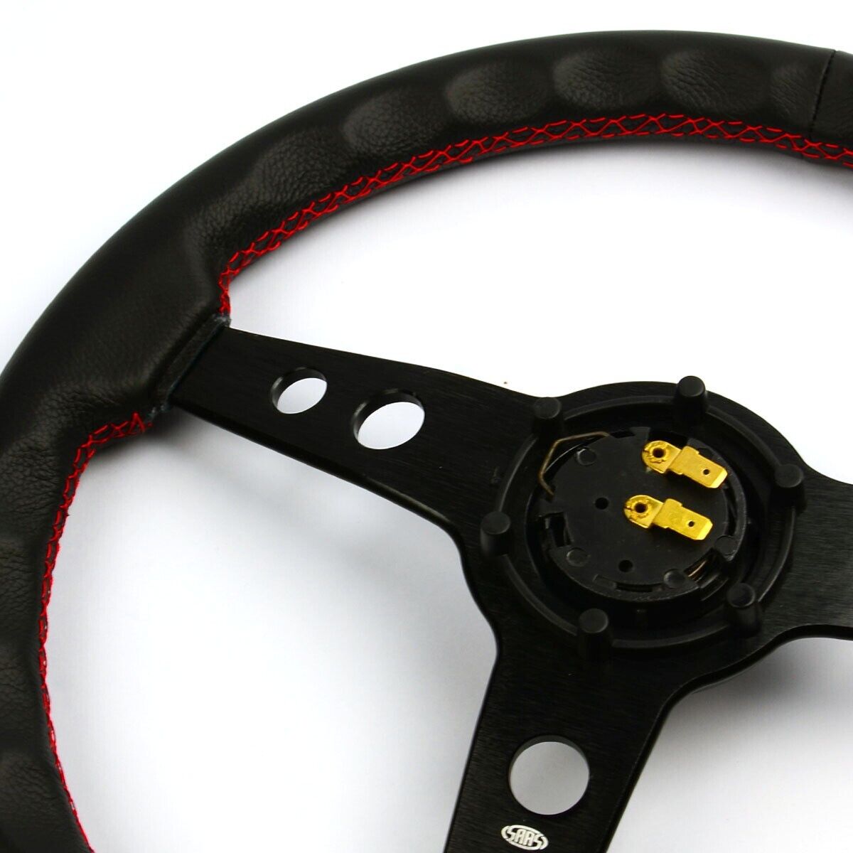 SAAS Steering Wheel Leather 350mm ADR Retro Black Spoke