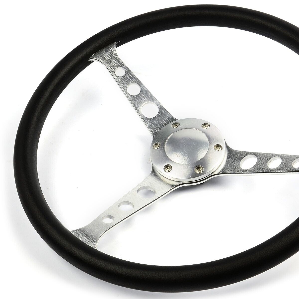 SAAS Steering Wheel Poly 15" ADR Classic Brushed Alloy With Holes