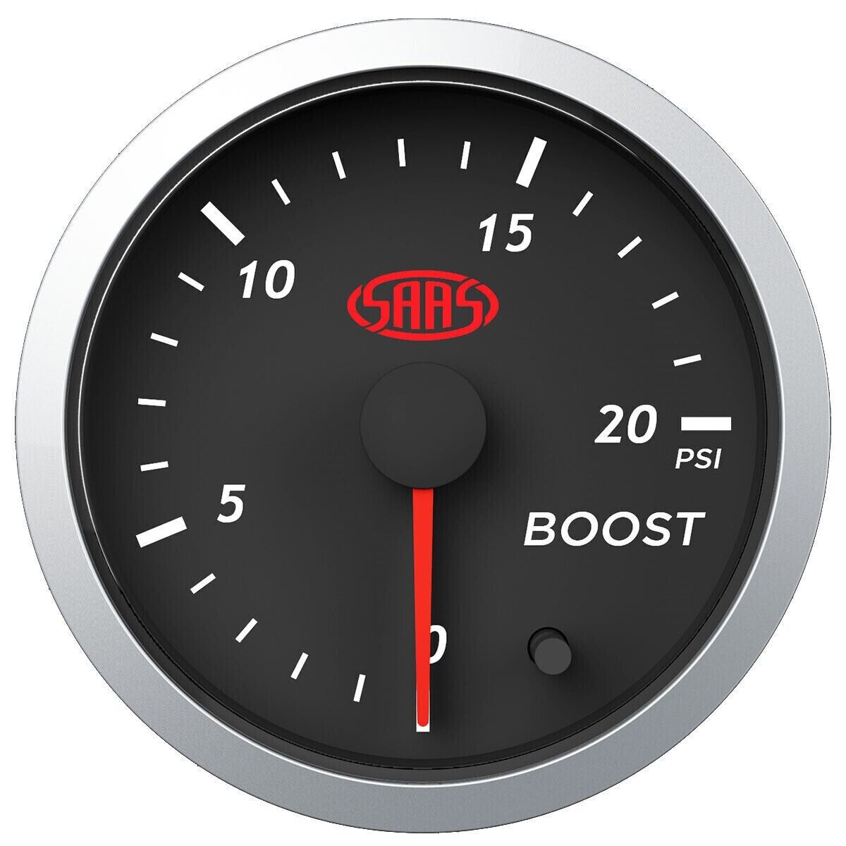 SAAS Boost 2in 52mm 0>20 PSI Streetline Series Gauge Black Face 7 Colour Diesel