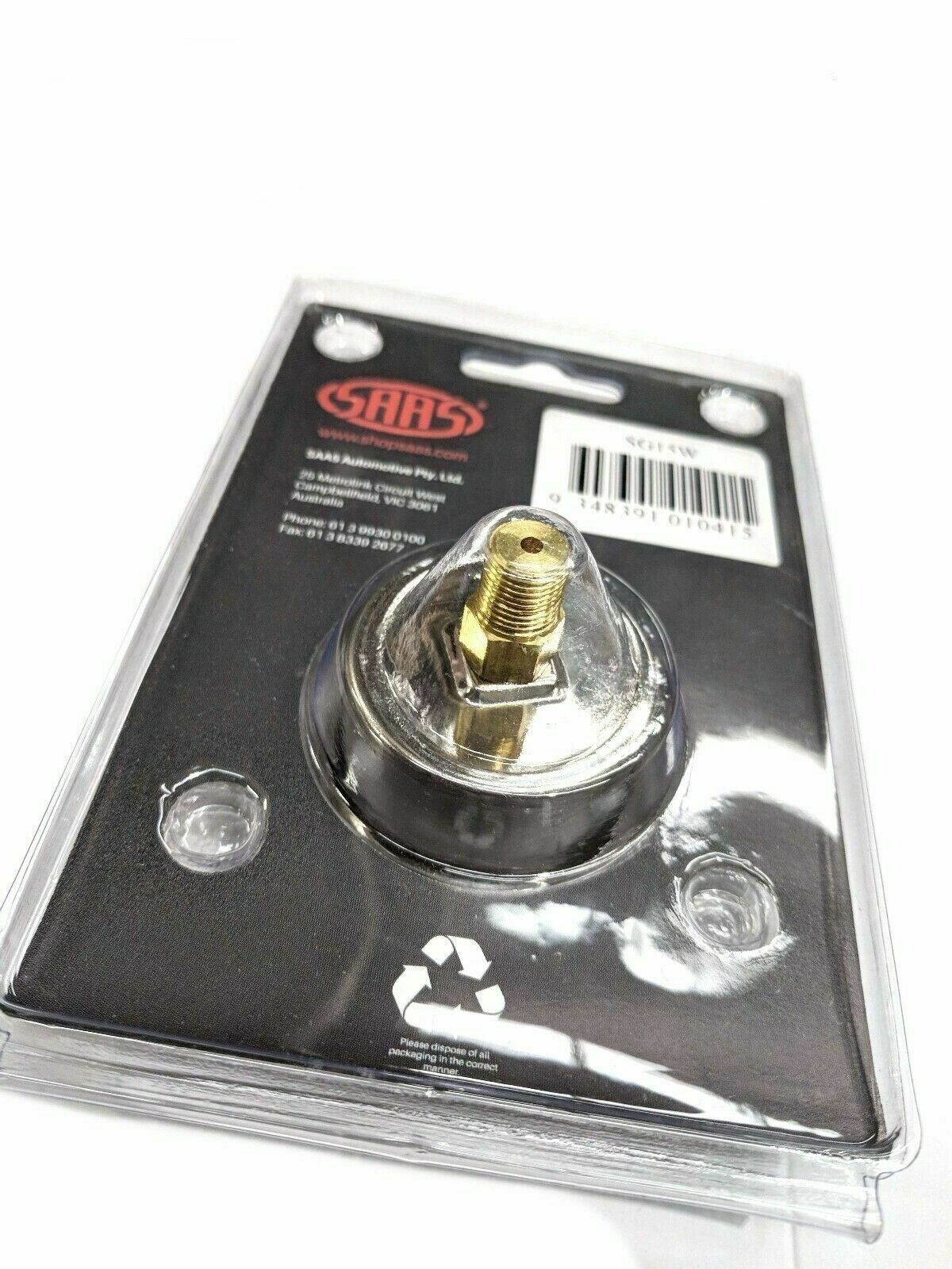 SAAS Genuine SAAS SG15W White Face Gauge Liquid Filled Fuel Pressure 0 > 15 PSI