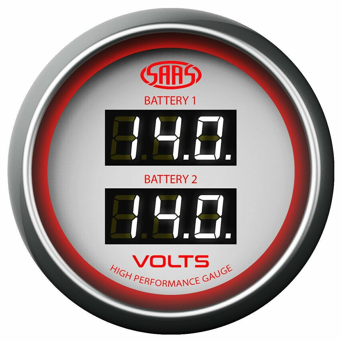 SAAS Muscle Digital Dual Volts Gauge 8-18Volts Watercraft Boat White Face
