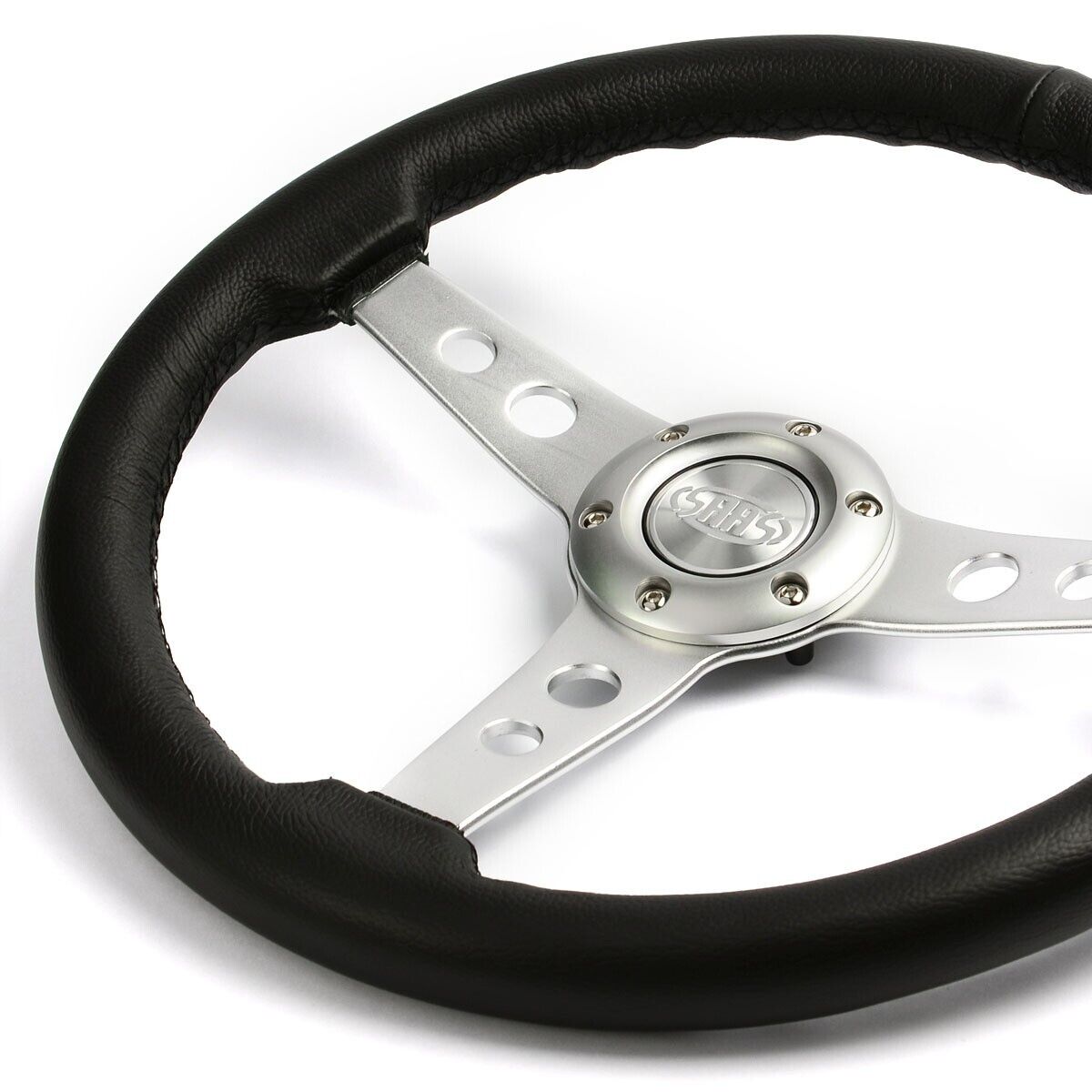 SAAS Steering Wheel Leather 350mm ADR Retro Satin Spoke