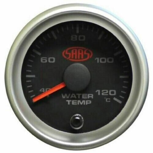 SAAS Water Temp 40 > 120 Deg C 52mm Analog Gauge Black Face Silver Rim 4 Colour